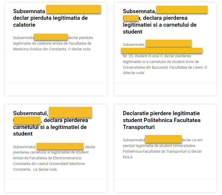 Exemple Anunturi Pierdere Legitimatii Student